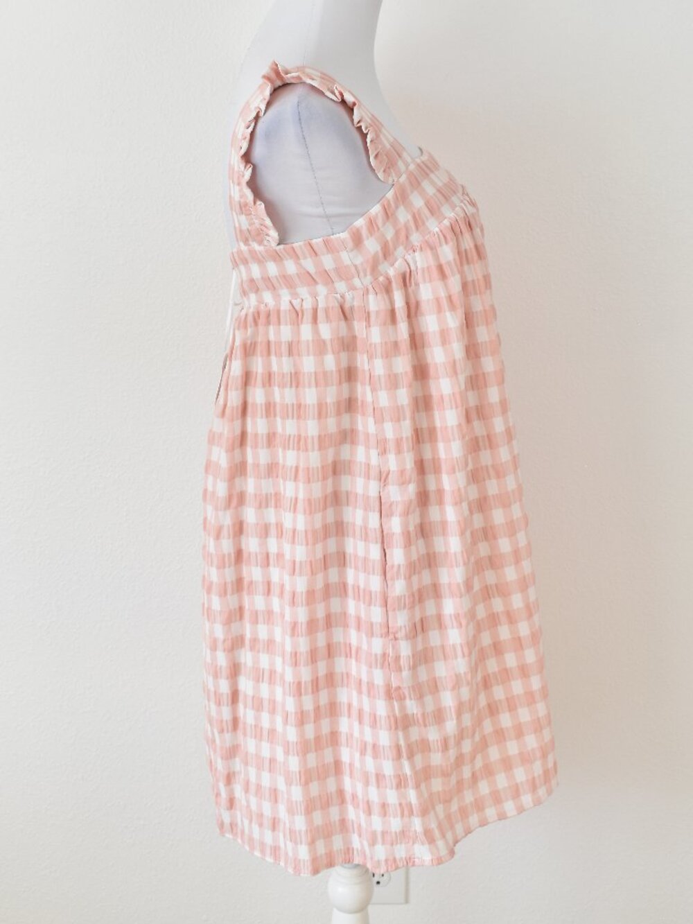 Storia Pink Gingham Babydoll Mini Dress NEW - M - Picture 7 of 10